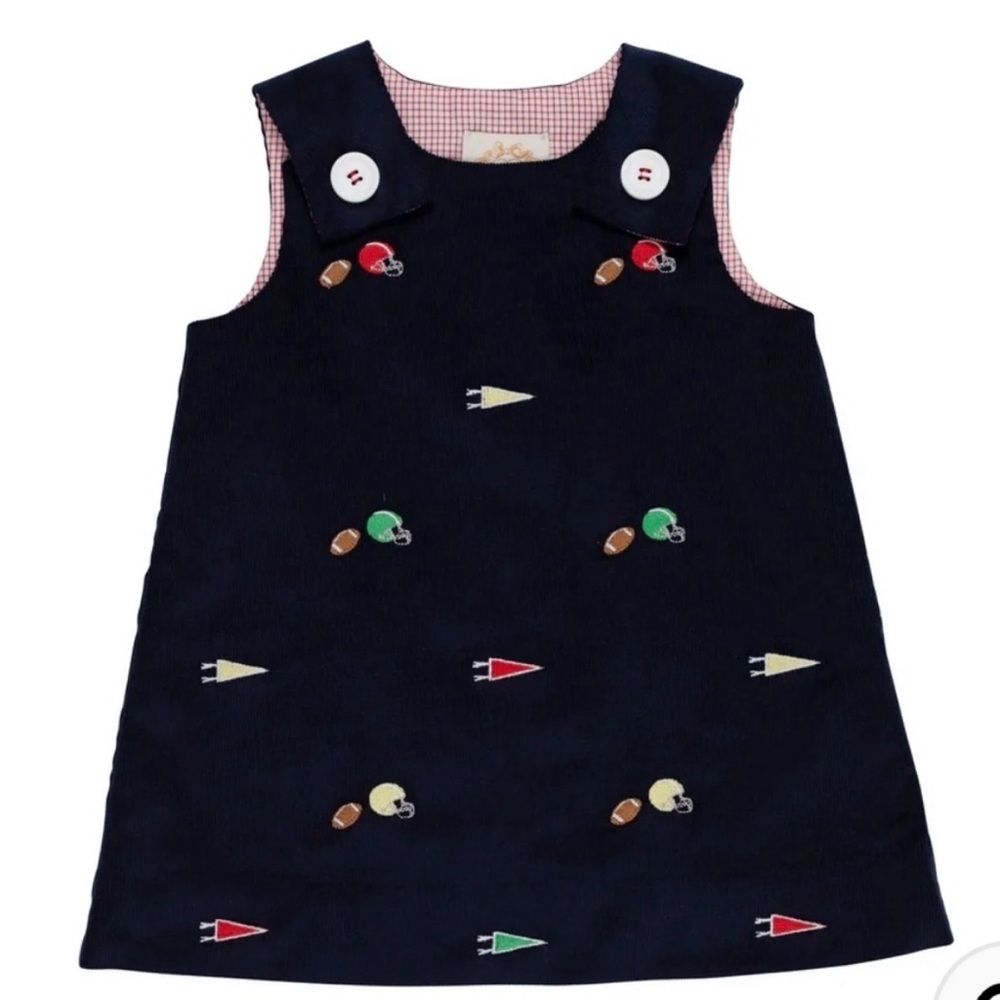 The Beaufort Bonnet Company Critter Juliet Jumper Dress Football Cheer Sz4T